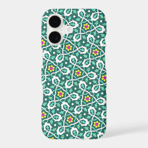 Oriental Green White Ottoman Turkish Vine Pattern