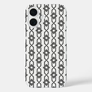 Oriental Grey White Japan Yukata Geometric Pattern iPhone 16 Case
