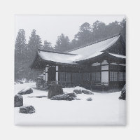 Oriental House in Woods Covered in Snow