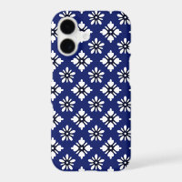 Oriental Indigo White Katazome Flowers Pattern