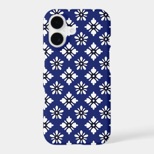 Oriental Indigo White Katazome Flowers Pattern