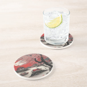 Oriental Ink Brush Drawing Chinese Scenery Coaster