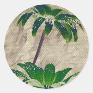 Oriental Inspired Flowers Classic Round Sticker
