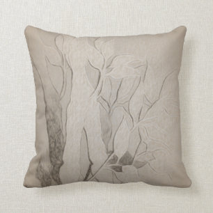 Oriental Japanese Bamboo in Black & White Cushion