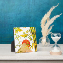 Oriental Japanese Mountain Sunrise With Bamboo