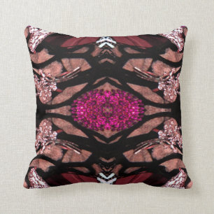 Oriental Jewel Pillow-Black/White/Pink/Brown Cushion