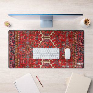 Oriental Kilim Rug Custom Monogram Text  Desk Mat