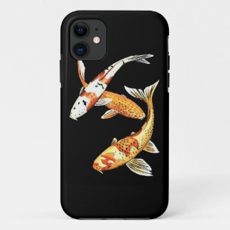 Oriental Koi Goldfish on Black iPhone 11 Case