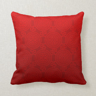 Oriental Long Life Symbol jacquard | red Cushion