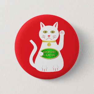 Oriental Lucky Cat 6 Cm Round Badge