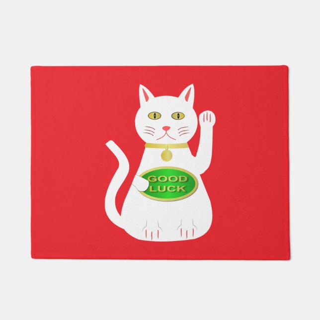 Oriental Lucky Cat Doormat (Front)