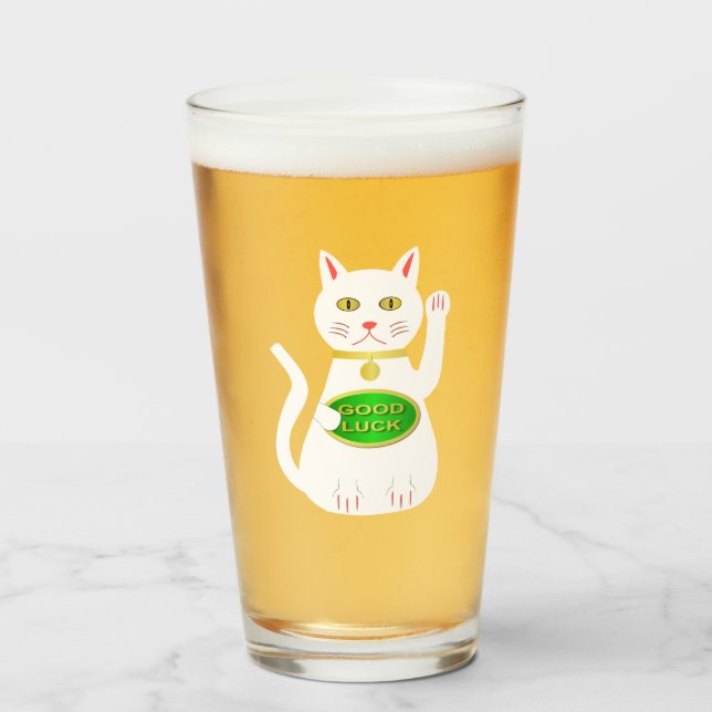 Oriental Lucky Cat Glass (Front Filled)