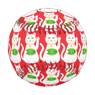 Oriental Lucky Cat Patterned Baseball