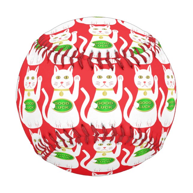 Oriental Lucky Cat Patterned Baseball (Front)