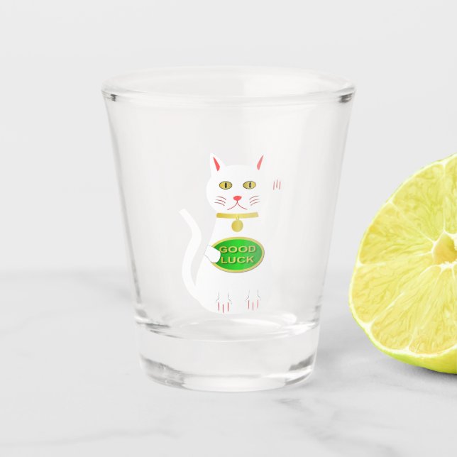 Oriental Lucky Cat Shot Glass (Front)