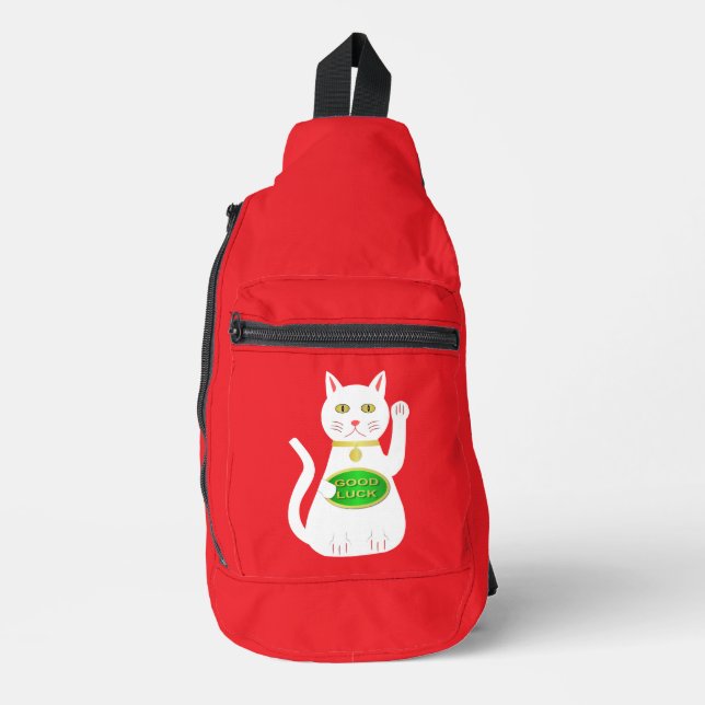 Oriental Lucky Cat Sling Bag (Front)