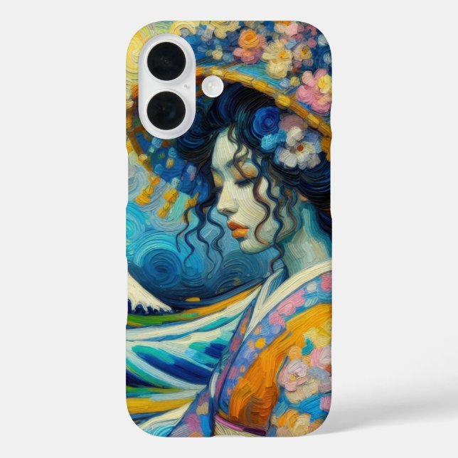 Oriental Maiko Geisha Kanagawa waves Van Gogh mix Case-Mate iPhone Case (Back)