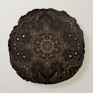 Oriental mandala royal seamless pattern round cushion