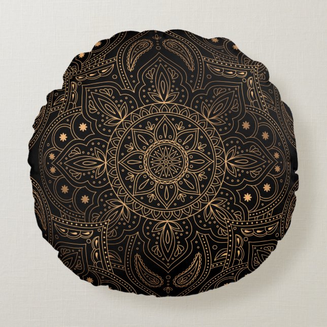 Oriental mandala royal seamless pattern round cushion (Front)