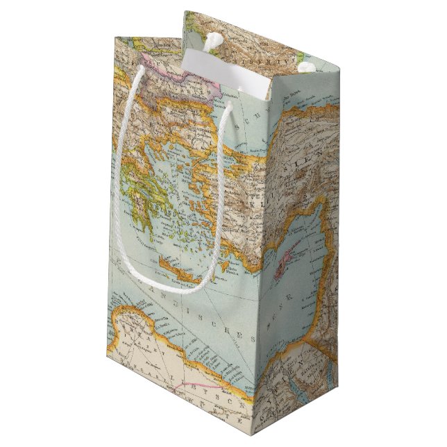 Oriental Mediterranean Map Small Gift Bag (Back Angled)
