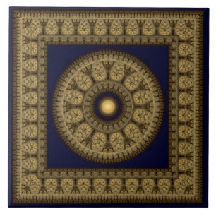 Oriental mosaic framed mandala tile