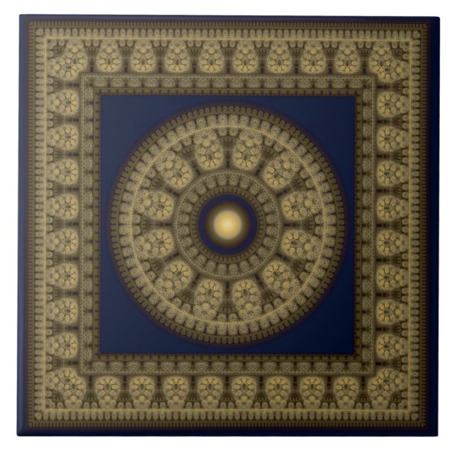Oriental mosaic framed mandala tile (Front)