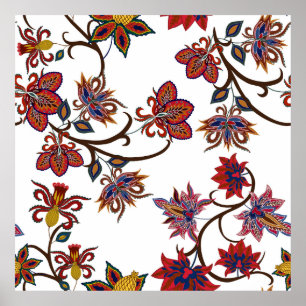 Oriental motives. Seamless pattern with beautiful Poster