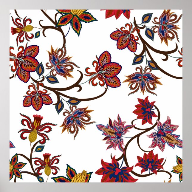 Oriental motives. Seamless pattern with beautiful  Poster (Front)