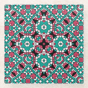 Oriental ornament glass coaster