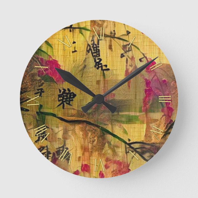 Oriental Painting. Japanese style Round Clock (Front)