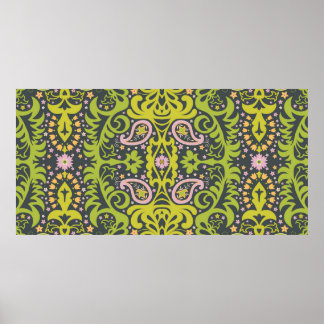 Oriental paisley ornament; decorative seamless flo poster