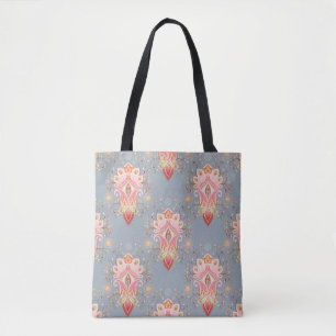 Oriental Paisley Peacock Feather Background Tote Bag