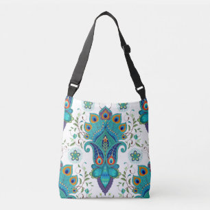 Oriental paisley, peacock feather pattern. crossbody bag