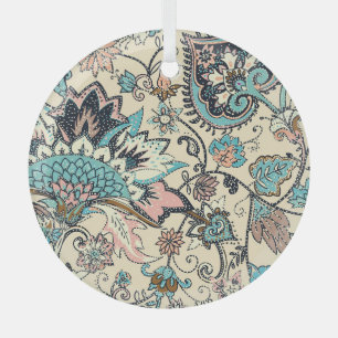Oriental Paisley: Stylised Textile Elegance. Glass Tree Decoration