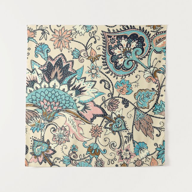 Oriental Paisley: Stylised Textile Elegance. Tapestry (Front)