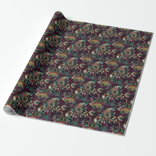 Oriental Paisley Textile Floral Pattern Wrapping Paper