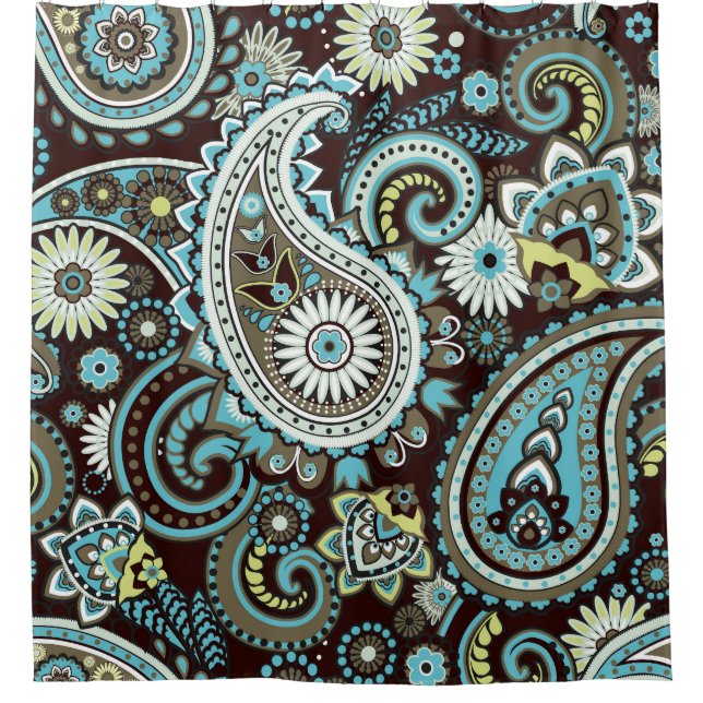 Oriental Paisley Vintage Seamless Pattern Shower Curtain (Front)