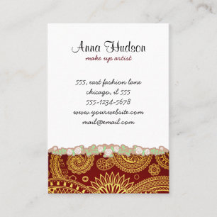 Oriental Persian Paisley, Swirls - Red Yellow Business Card