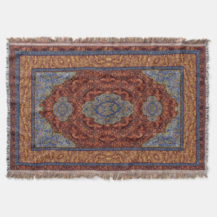 Oriental Persian Red Blue Gold Throw Blanket