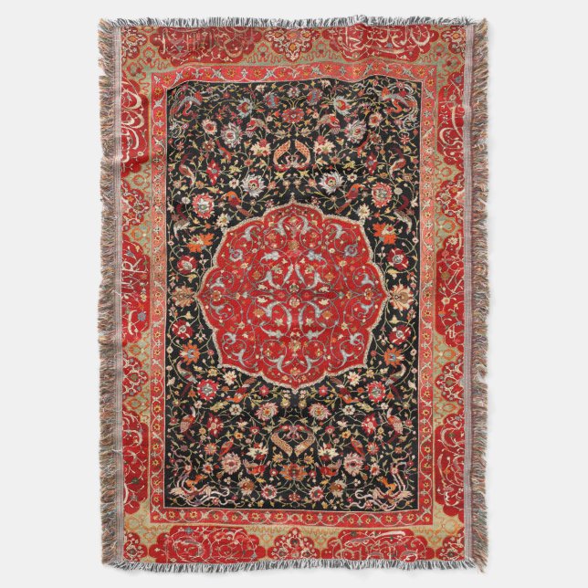 Oriental Persian Salting Carpet Print Throw Blanket (Front Vertical)