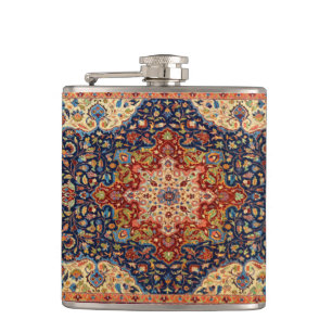 Oriental Persian Turkish Carpet Pattern Hip Flask