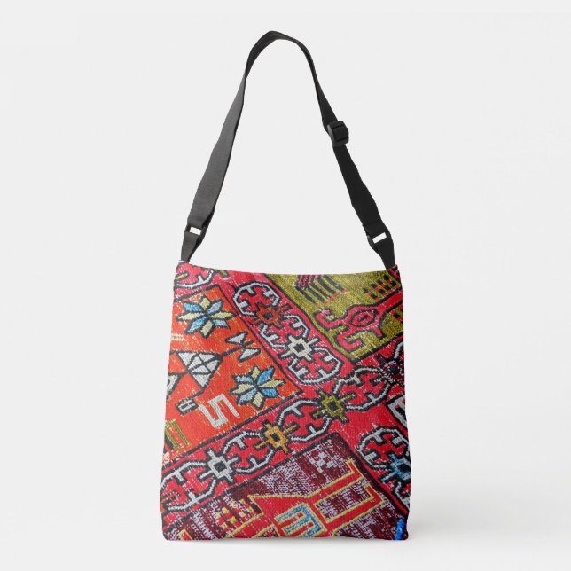Oriental Persian , Turkish Pattern, Carpet Crossbody Bag (Back)