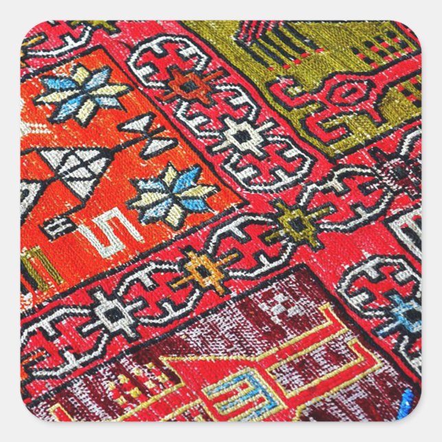 Oriental Persian , Turkish Pattern, Carpet Square Sticker (Front)