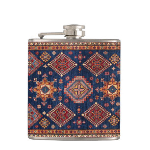 Oriental Persian Turkish Rug Pattern Hip Flask
