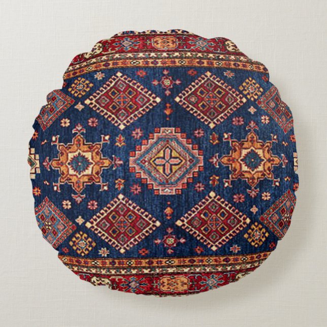 Oriental Persian Turkish Rug Pattern Round Cushion (Front)