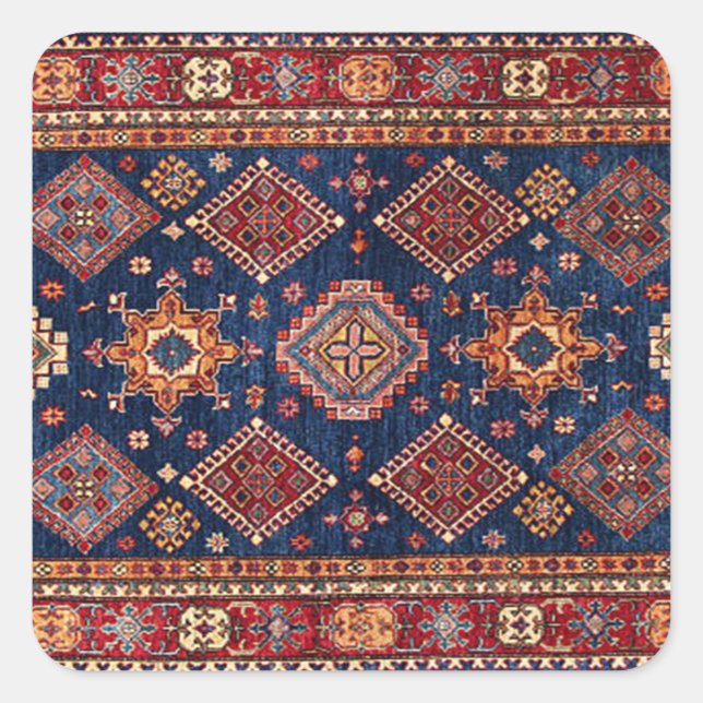 Oriental Persian  Turkish Rug Pattern Square Sticker (Front)