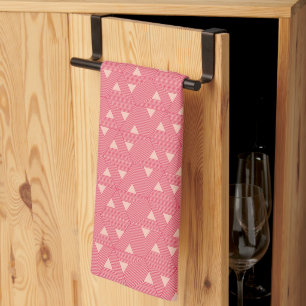 Oriental Pink Sakura Japan Triangle Geometric Tea Towel