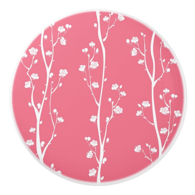 Oriental plum blossom pattern ceramic knob (Front)