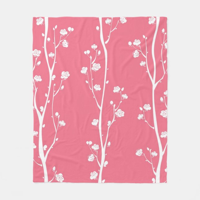 Oriental plum blossom pattern fleece blanket (Front)