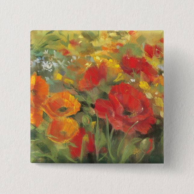 Oriental Poppy Field 15 Cm Square Badge (Front)